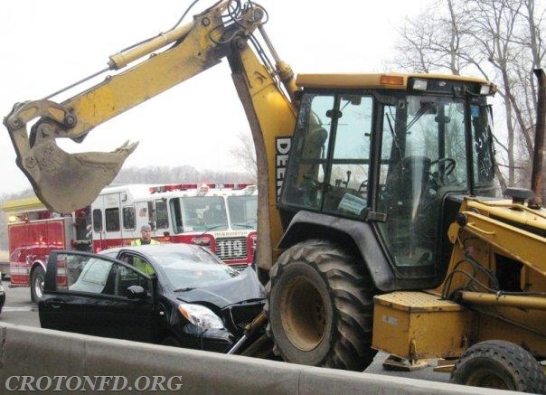 Car vs. Backhoe, Route 9 (2/27/09)