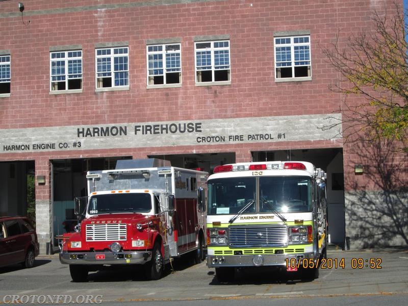 Rescue 18 & Engine 120 Sits Outside Harmon Firehouse For The Prep Of Fire Fair 2014 