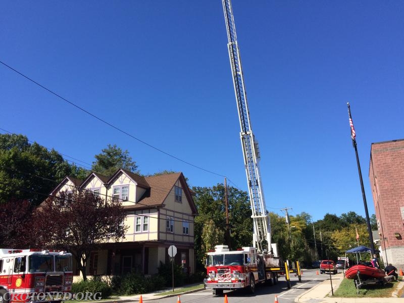 Tower Ladder 44 With Extended Ladder At Fire Fair 2015  