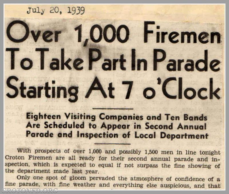 1939 CFD Parade and Bazaar information. (3 of 7). Article published 7/20/39.