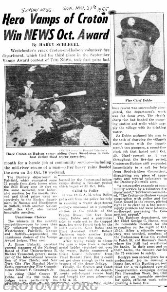 CFD earns NEWS award for actions taken in October 1955.