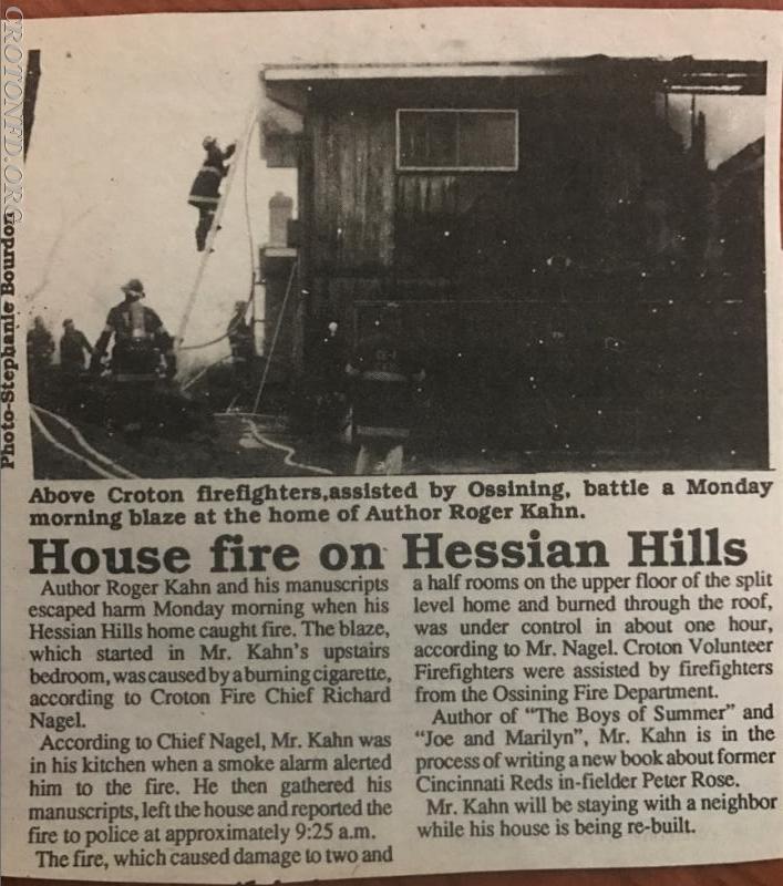 House Fire on Hessian Hills Road - 1988