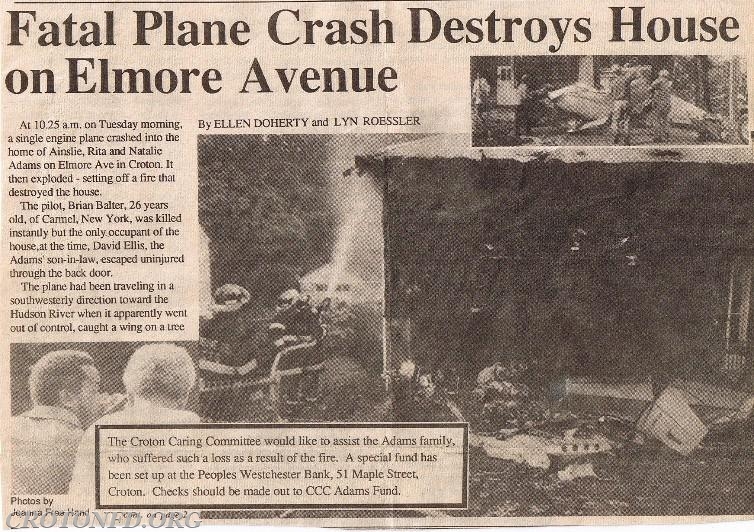 Plane Crashes into Elmore Avenue House - October 1986