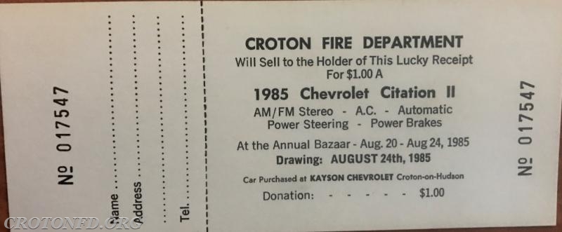 1985 CFD Car Raffle
